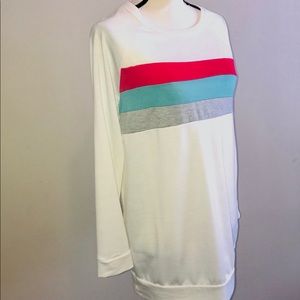 really soft fabric, blue, pink, and gray stripes